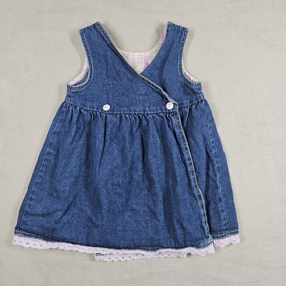 Vintage Sesame Street Dress‎ Girls 24 Months Denim Embroidered Floral Bunny Y2K - Picture 7 of 11
